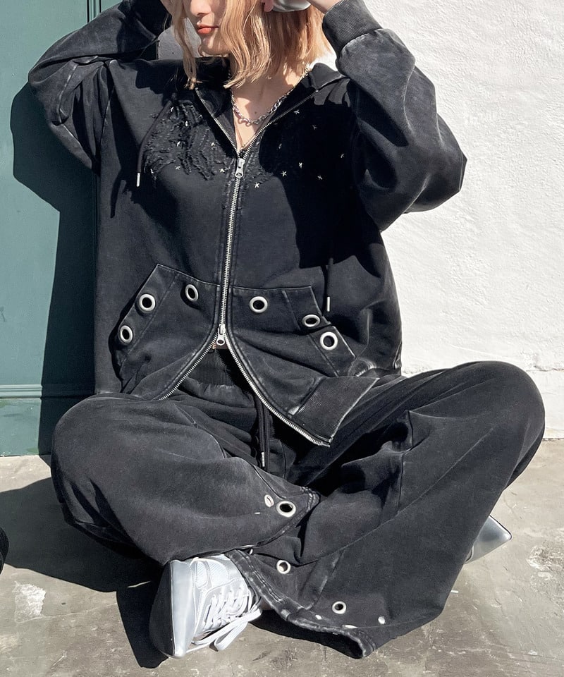 アイレットスウェットパンツ ブラック F