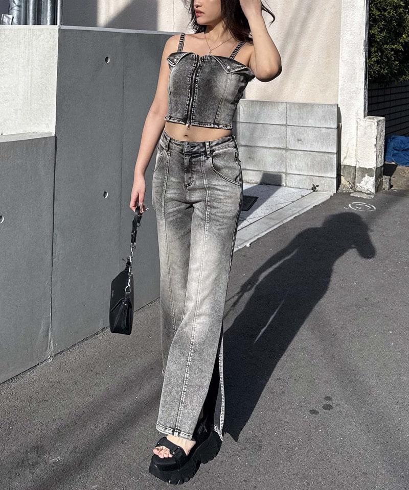 デニムビスチェセットアップ デニムブルー S