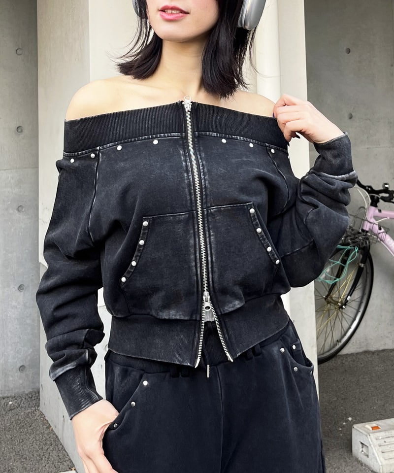 フロストオフショルトップス ブラック F