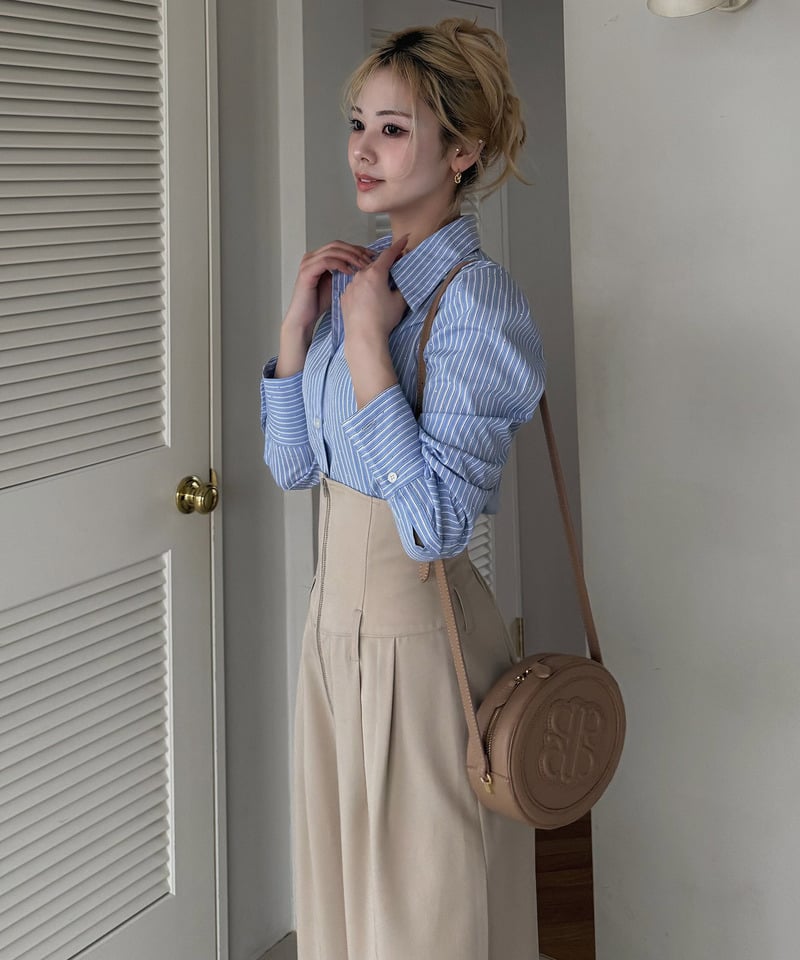 キラキララインストーンシャツ ストライプ F