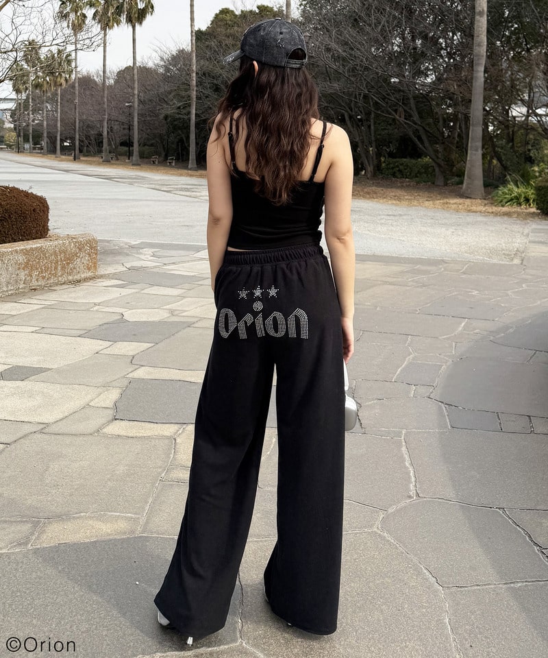 【Orion/オリオン】ラインストーンロゴパイルパンツ ブラック F