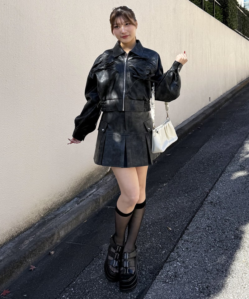 ベルトデザイン厚底サンダル ブラック M