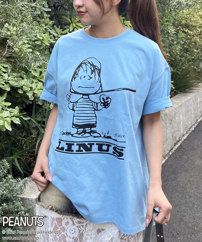 【PEANUTS/LINUS】ライナスＴシャツ ブルー F