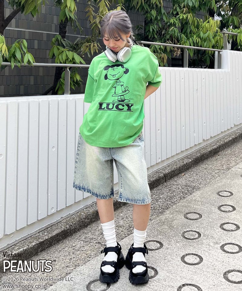 【PEANUTS/LUCY】ルーシーＴシャツ グリーン F