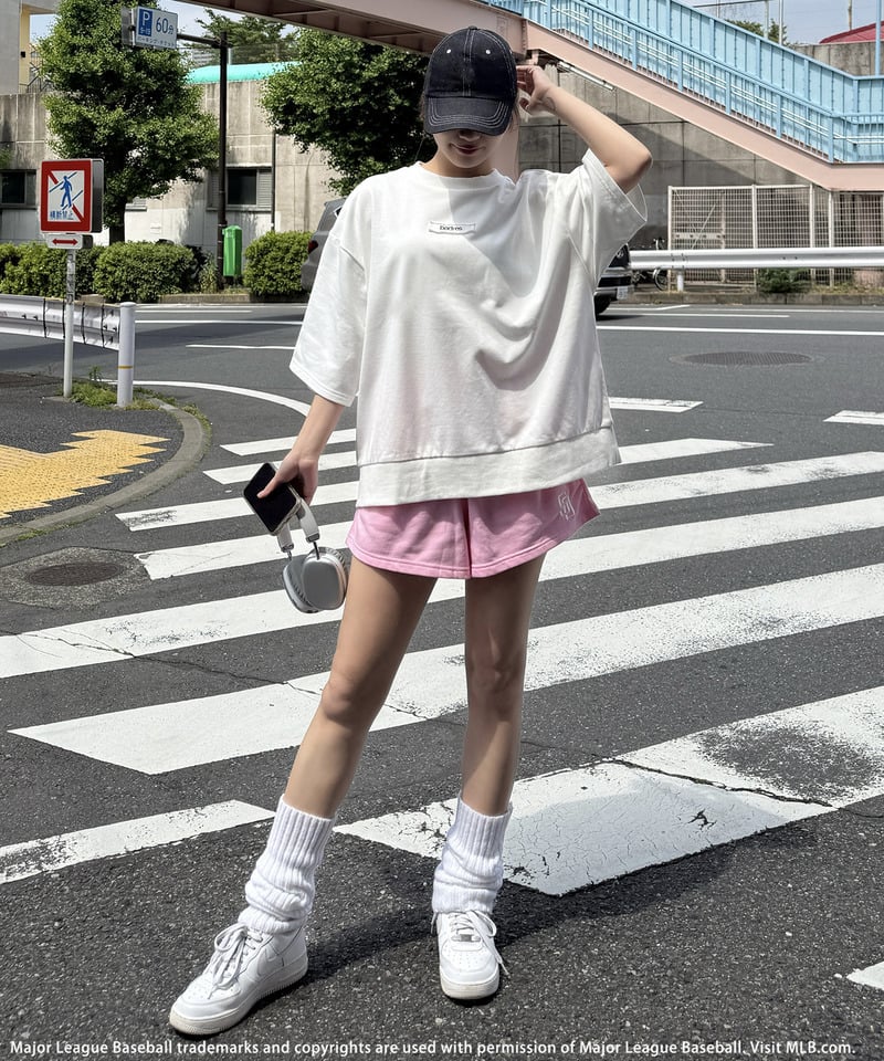 【MLB】ハーフサイズPO×ショートパンツ ピンク系 F