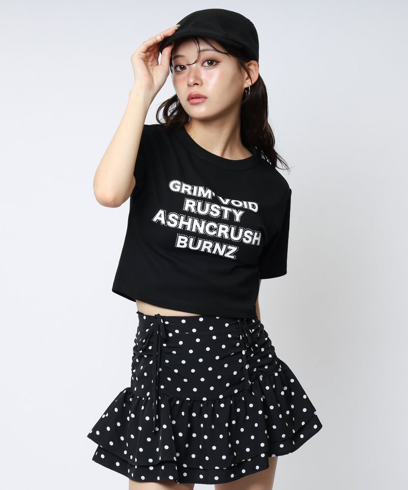 ラインストーンロゴミニTシャツ ドット F