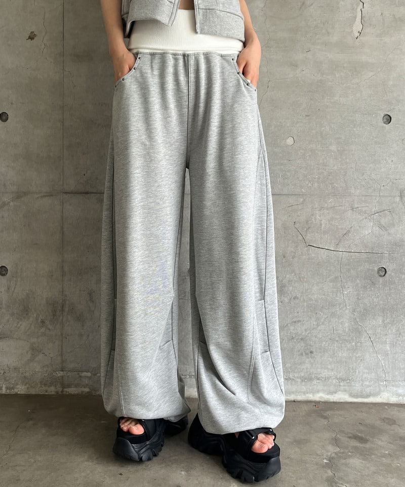 【接触冷感】ダブルウエストスウェットパンツ グレー F