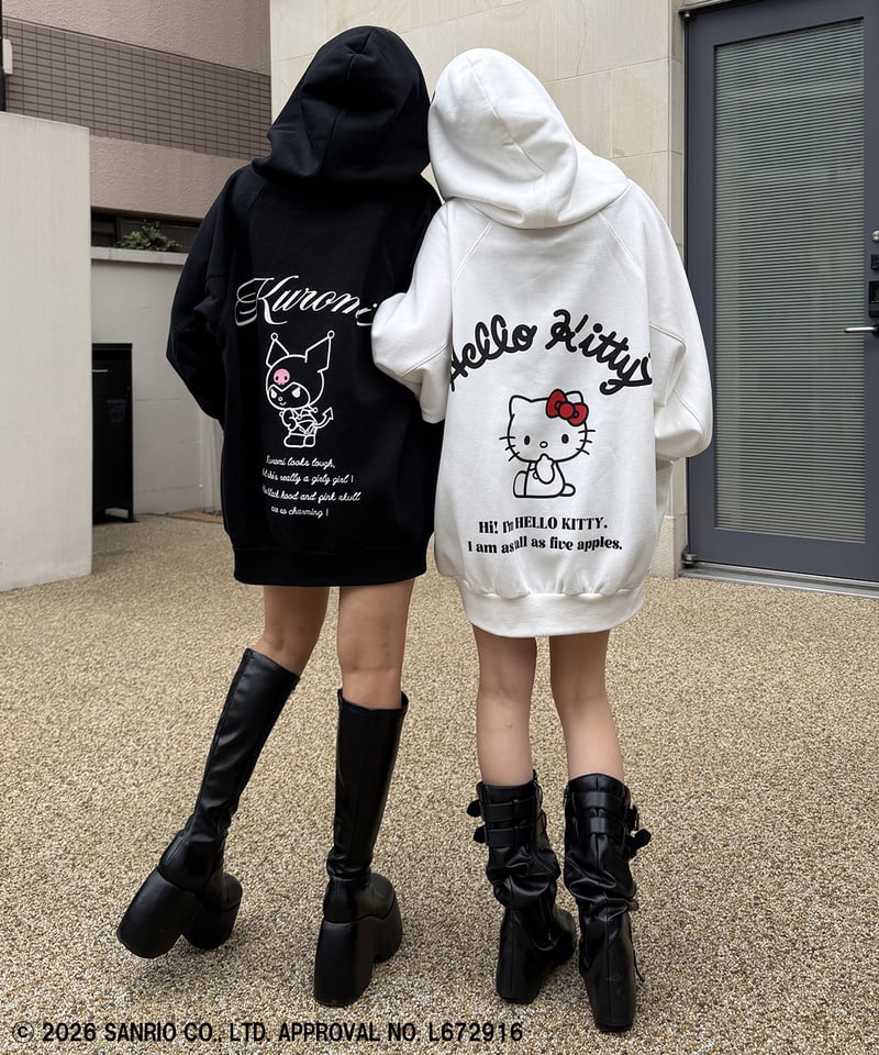 【Sanrio/サンリオキャラクターズ】クロミバックプリントドルマンパーカー ブラック F