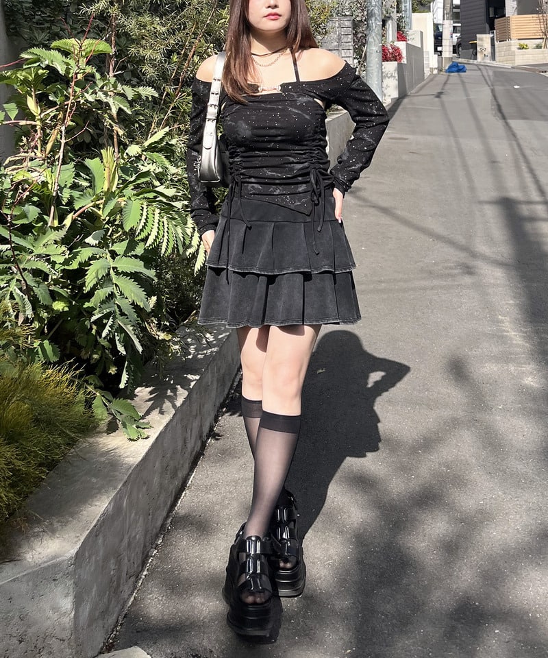 【SET UP対応】ティアードミニスカート グレー F