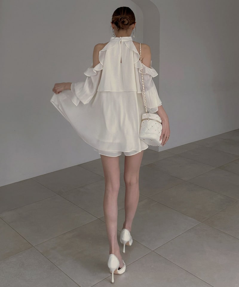 【ONLINE限定カラーあり】リボン付コールドショルダーブラウスセットアップ その他 F