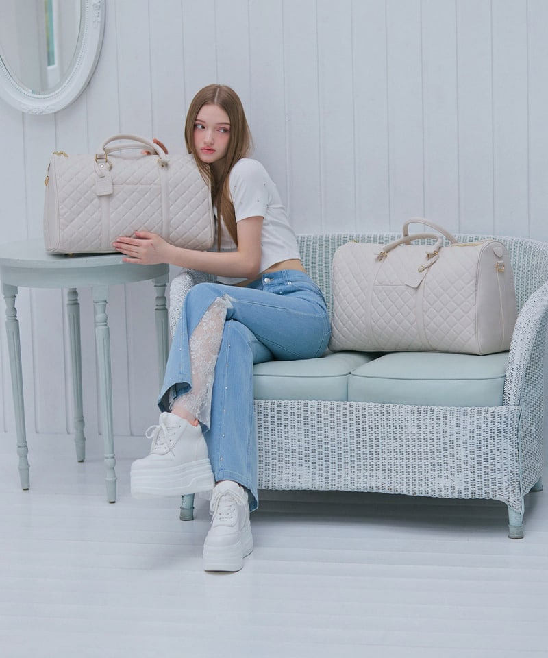 公式通販限定カラーあり【Mサイズ】キルティングボストンBAG ブラック F