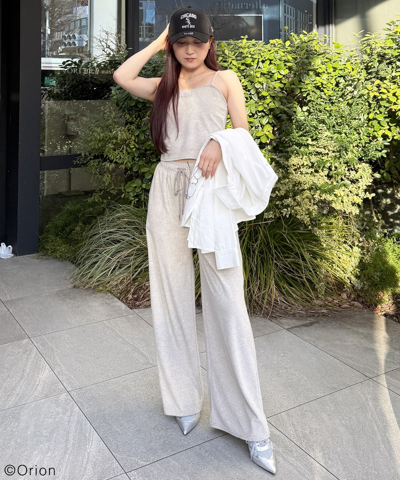 【Orion/オリオン】ラインストーンロゴパイルキャミソール ブラック F