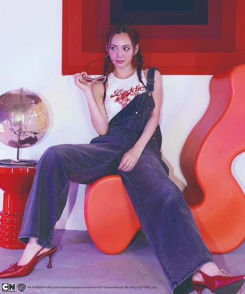 【THE POWERPUFF GIRLS/パワーパフ ガールズ】カップ付きアメスリタンクトップ ブルー F