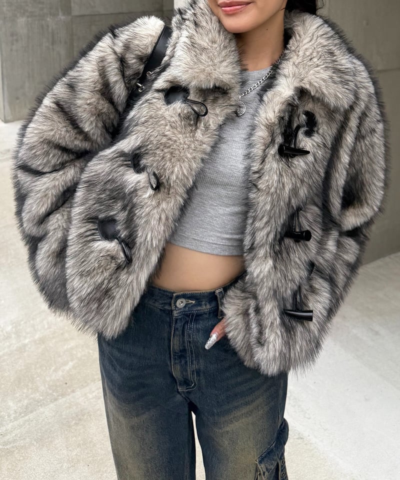 ドルチェ＆ガッバーナ D＆G ダッフルコート グリーン 派手柄 フード ファー ファーダッフルショートコート(F グレー)｜ スパイラルガール