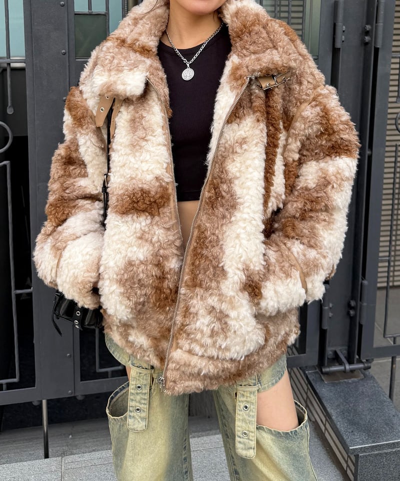 パイピングファージャケット ベージュ F