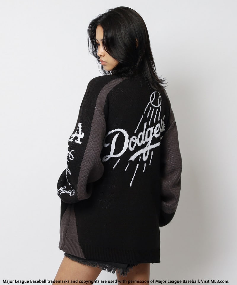 【MLB】ダブルZIPロゴニットカーデ ブルー F