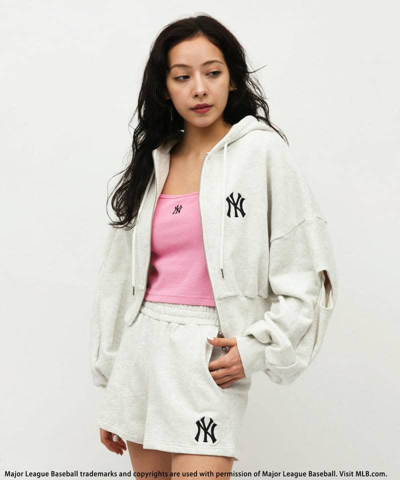 【MLB】ZIPロゴフーディーセットアップ ピンク F