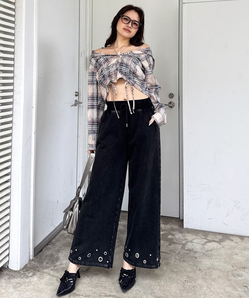 アイレットスウェットパンツ ブラック F