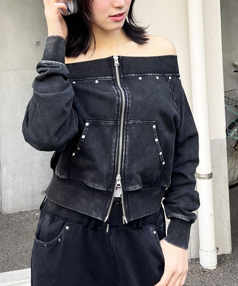 フロストオフショルトップス ブラック F