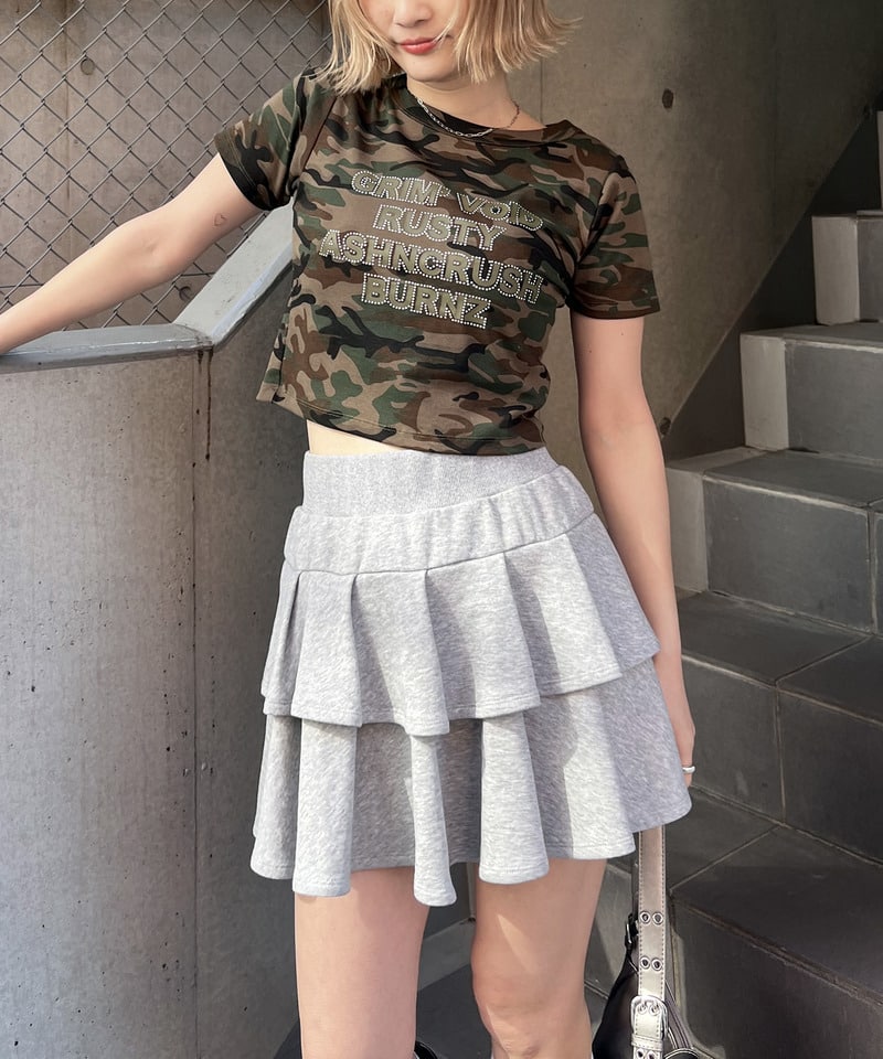 【SET UP対応】ティアードミニスカート グレー F