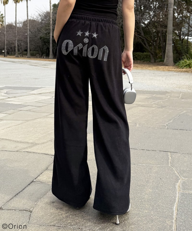 【Orion/オリオン】ラインストーンロゴパイルパンツ ブラック F