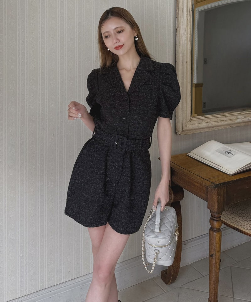 【ONLINE限定カラーあり】ツイードテーラーコンビネゾン ベージュ F