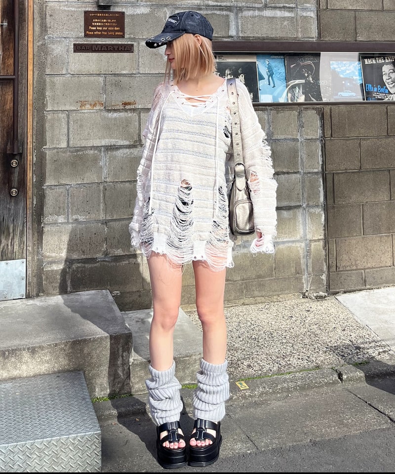 ベルトデザイン厚底サンダル ブラック M