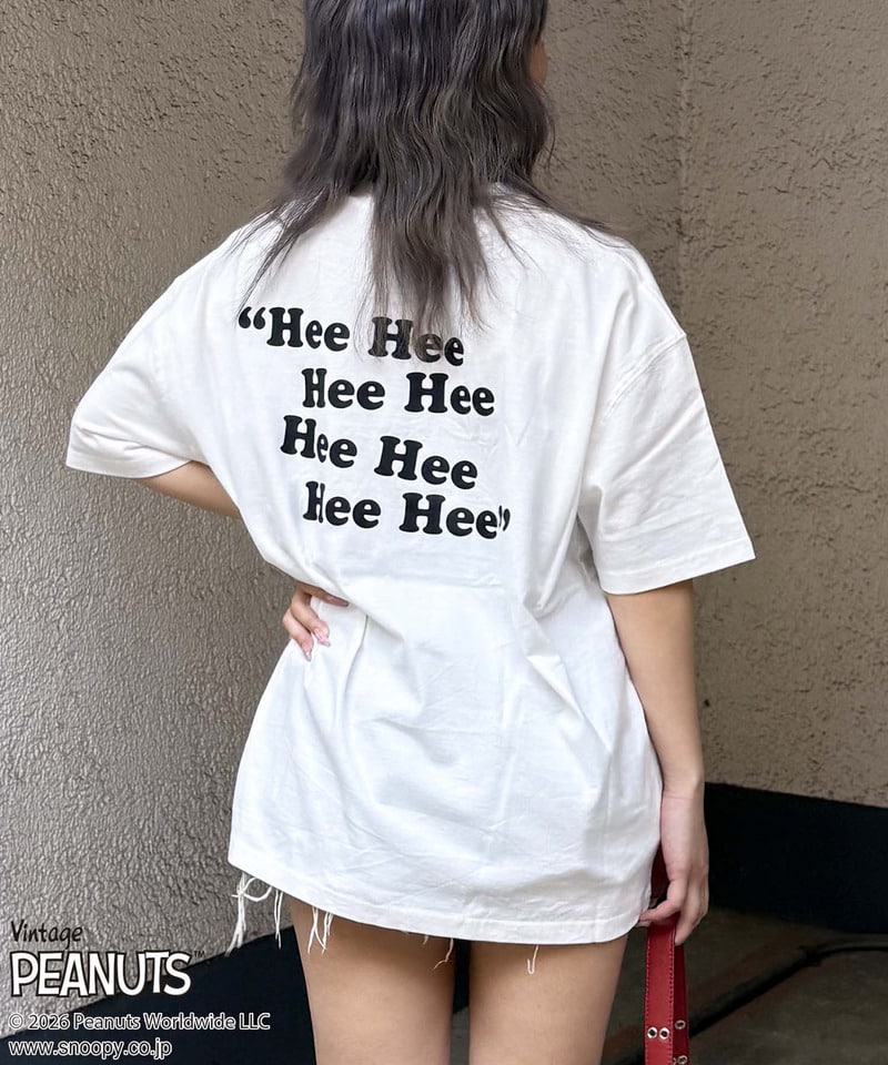 【PEANUTS/SNOOPY&WOODSTOCK】スヌーピー＆ウッドストックＴシャツ ホワイト F