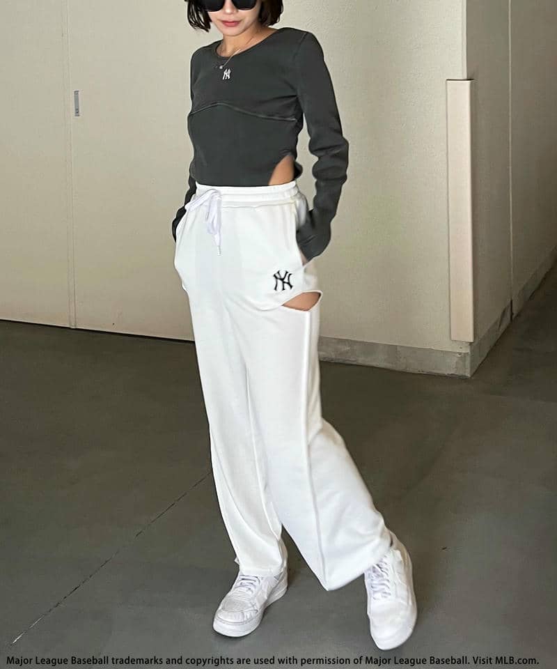 【MLB】サイドカッティングスウェットパンツ ピンク F