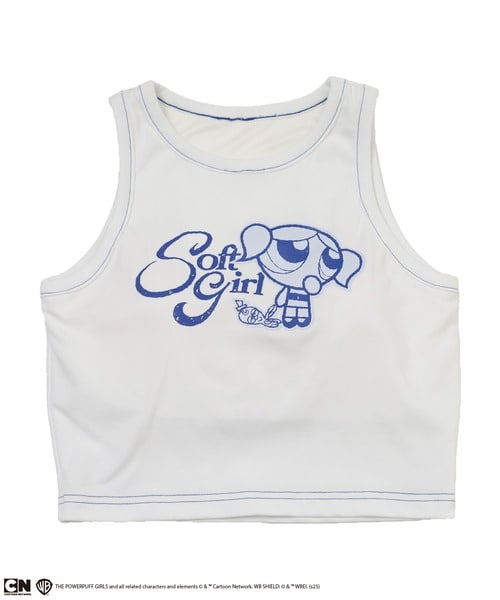 【THE POWERPUFF GIRLS/パワーパフ ガールズ】カップ付きアメスリタンクトップ ブルー F