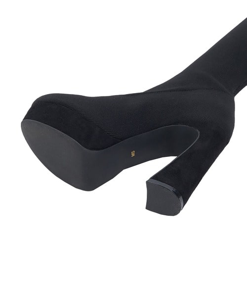 【丈が選べる SHORT】美脚ニーハイブーツ ブラック S