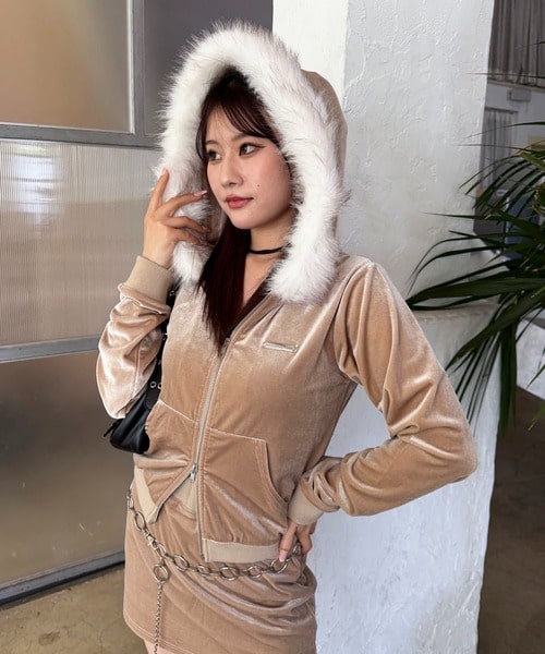 ベロアファーフーディー(F ネイビー)｜ スパイラルガール｜仙台PARCO