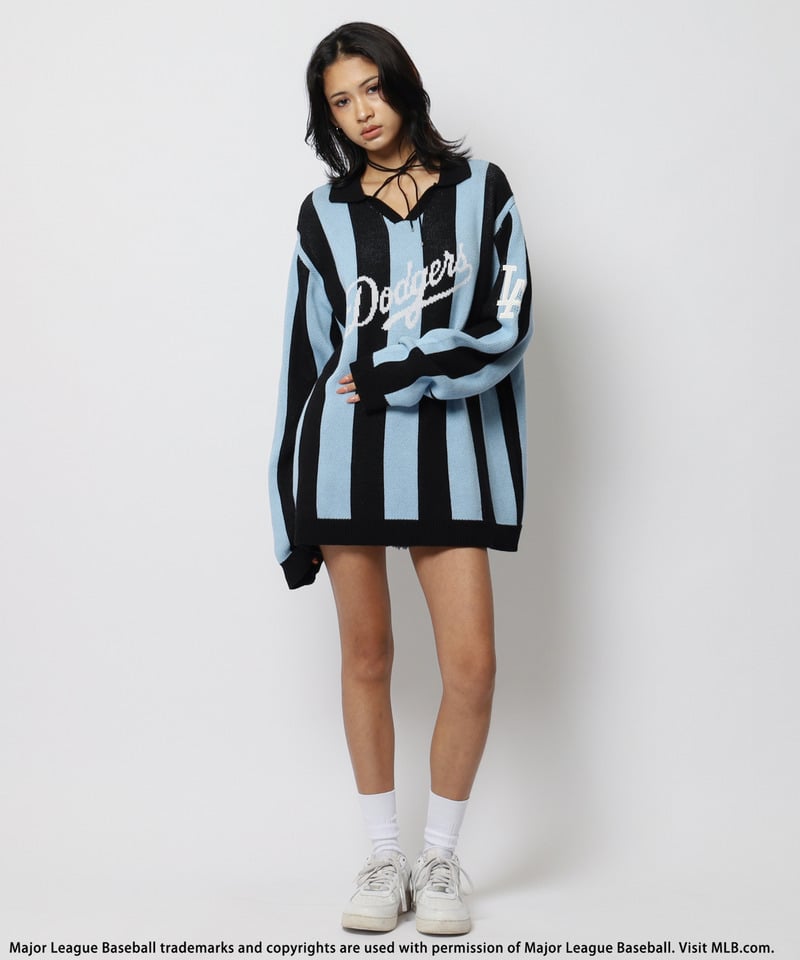 【MLB】ユニフォーム風オーバーニット レッド系 F