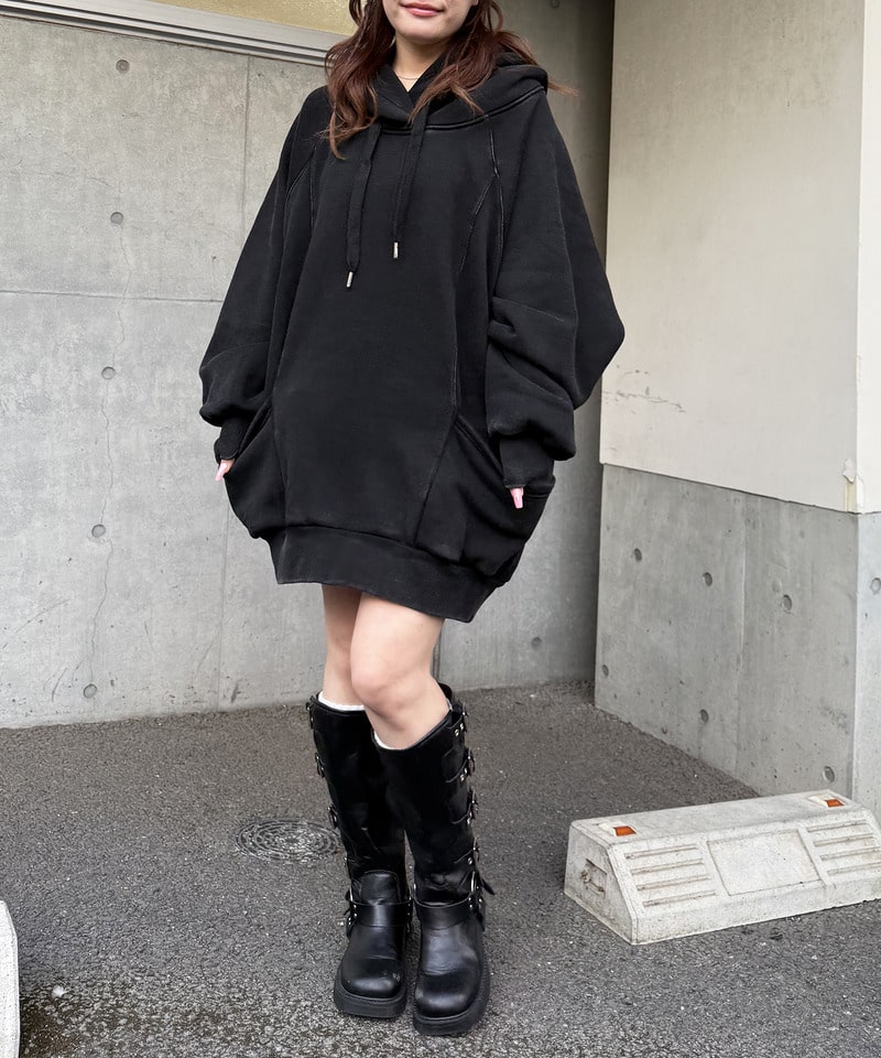 ピグメントドルマンパーカーワンピース ブルー F