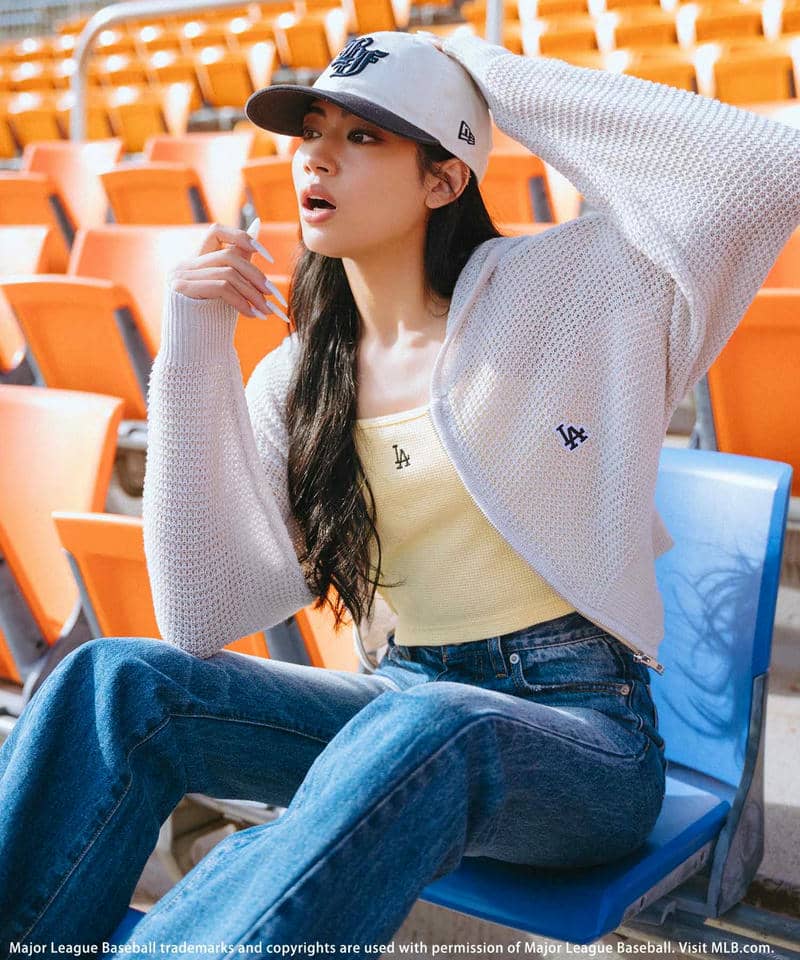 【MLB】カップ付きワンポイントロゴサーマルキャミソール ピンク F