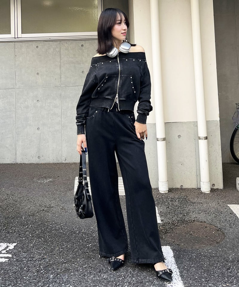 フロストオフショルトップス ブラック F