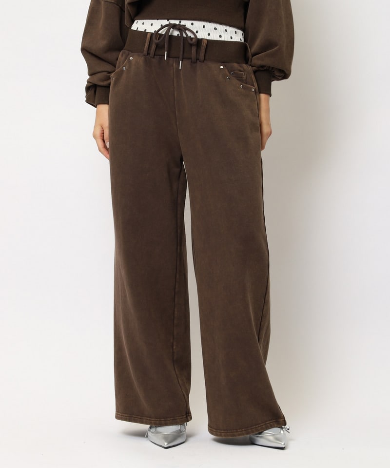 【SET UP対応】ウエストデザインバックロゴ刺しゅうパンツ グレー F