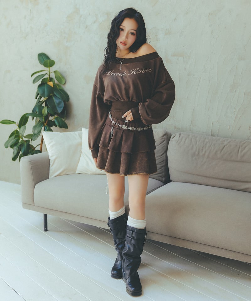 【SET UP対応】ロゴ刺しゅうワンショルダートップス グレー F