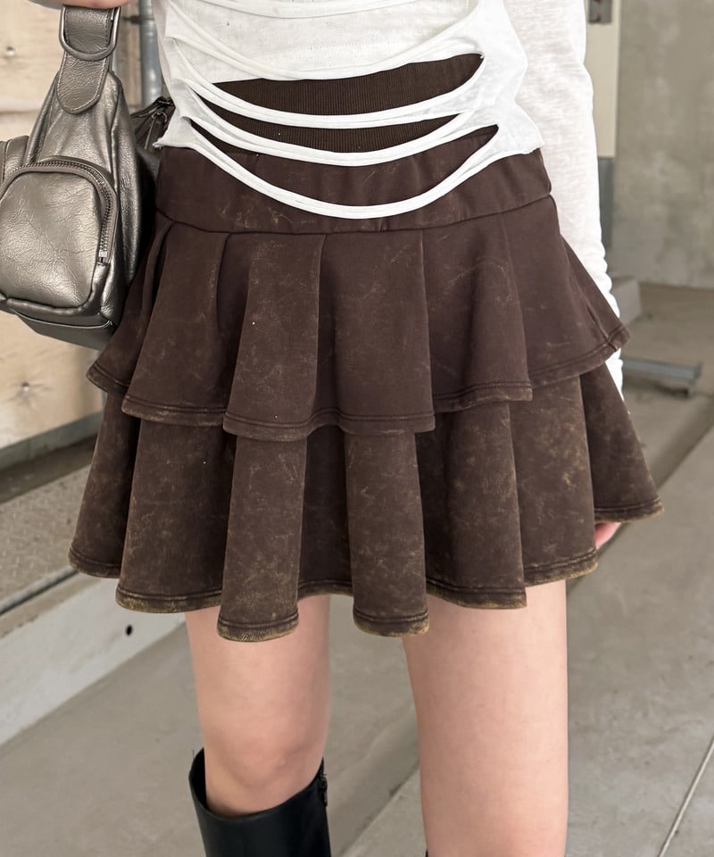 【SET UP対応】ティアードミニスカート グレー F