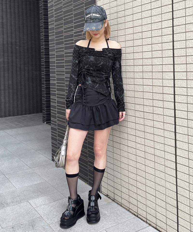 ドロストリボンティアードスカート ドット F