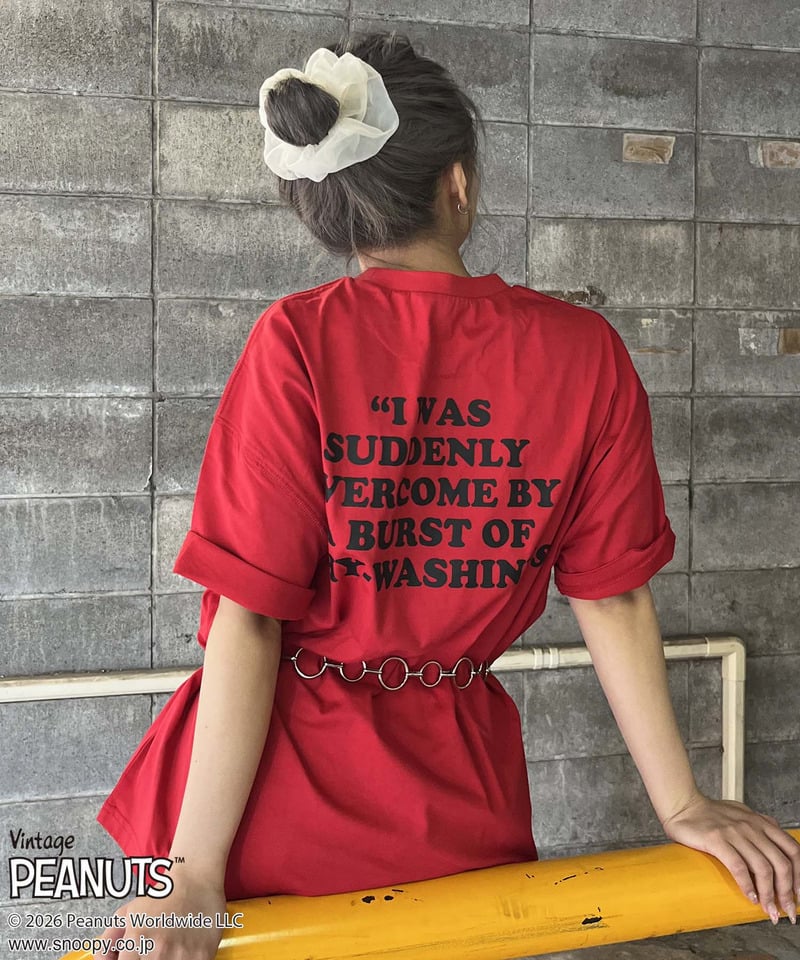 【PEANUTS/CHARIE BROWN】チャーリーブラウンＴシャツ レッド F