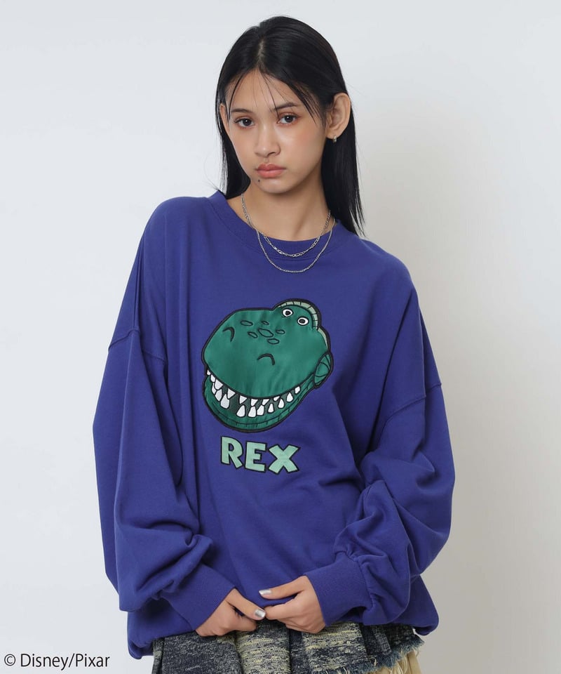【Disney/Pixar/レックス】裏毛プルオーバー ブルー F