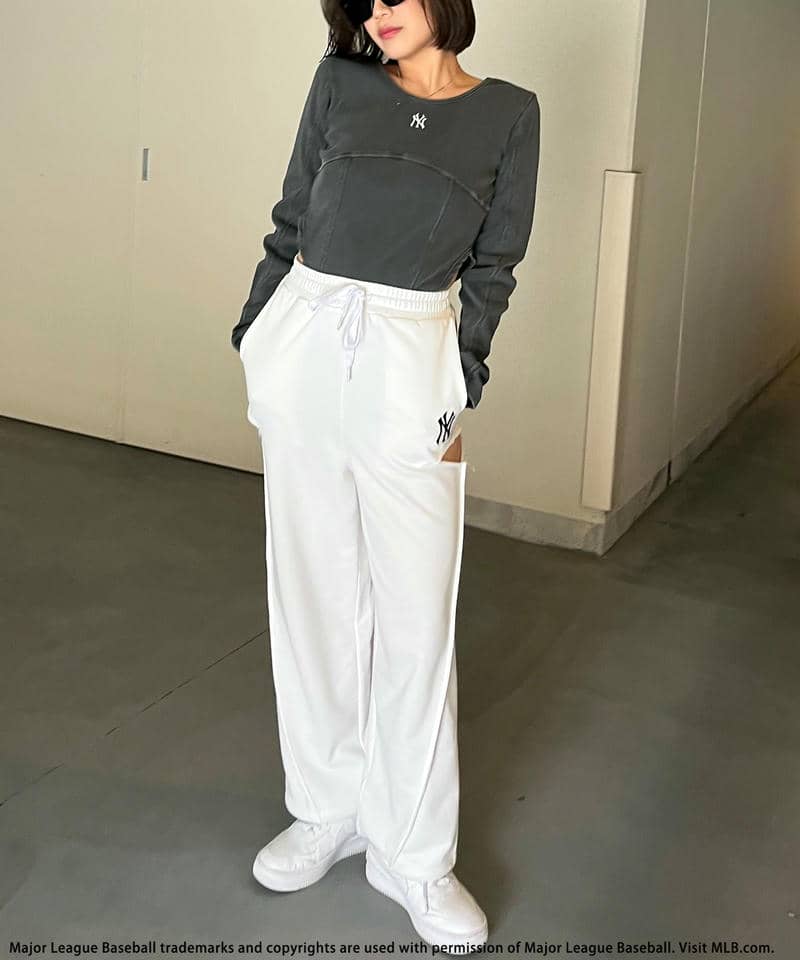 【MLB】サイドカッティングスウェットパンツ ピンク F