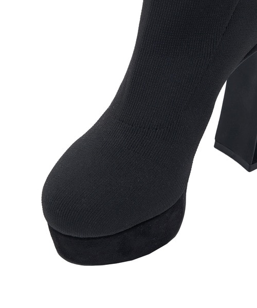 【丈が選べる SHORT】美脚ニーハイブーツ ブラック S