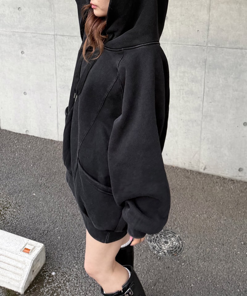 ピグメントドルマンパーカーワンピース ブルー F