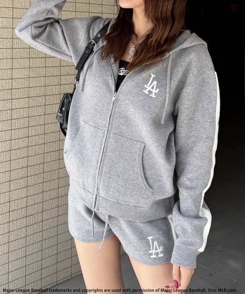 【MLB】刺しゅうロゴニットセットアップ カーキ系 F