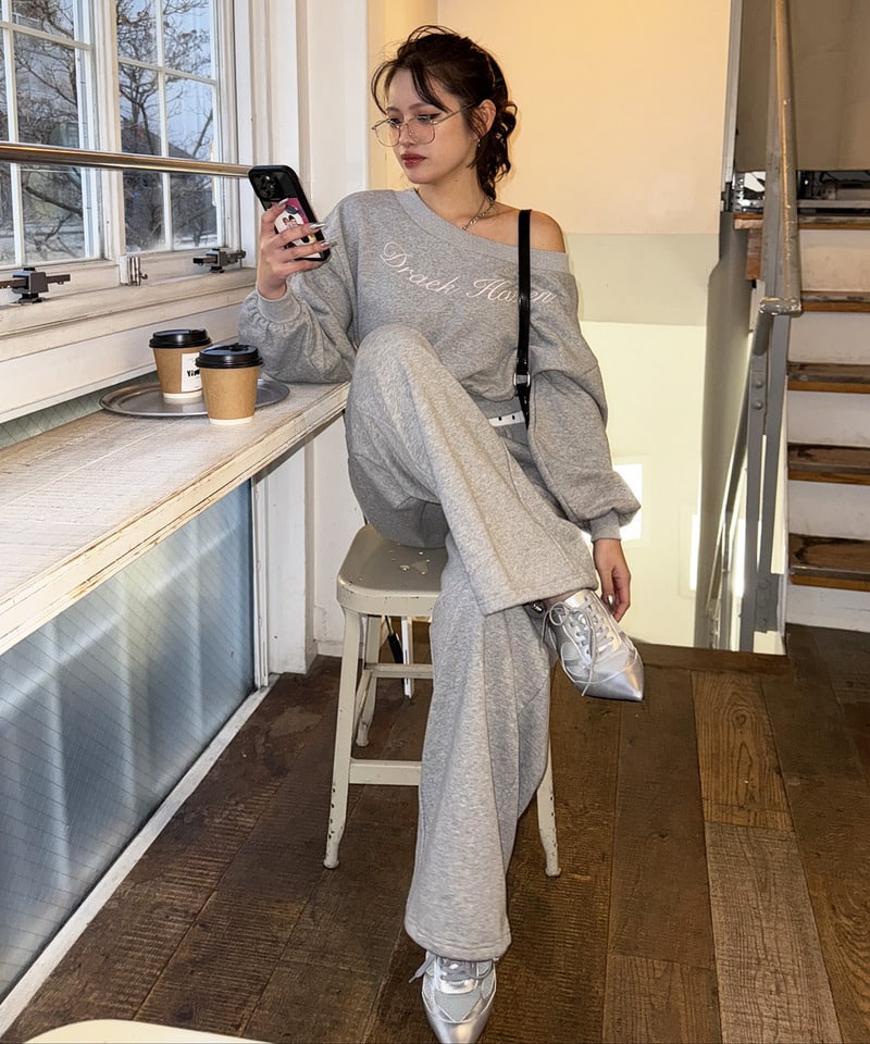 ポインテッドスニーカーミュール カーキ系 M