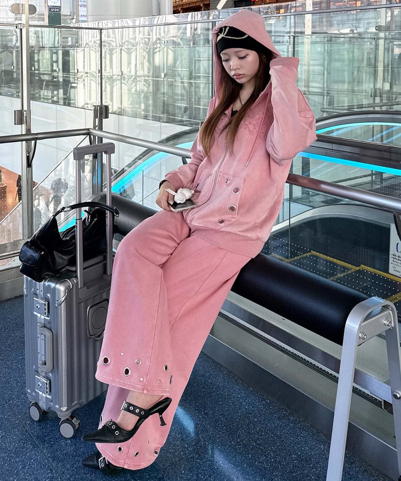 アイレットスウェットパンツ ブラック F