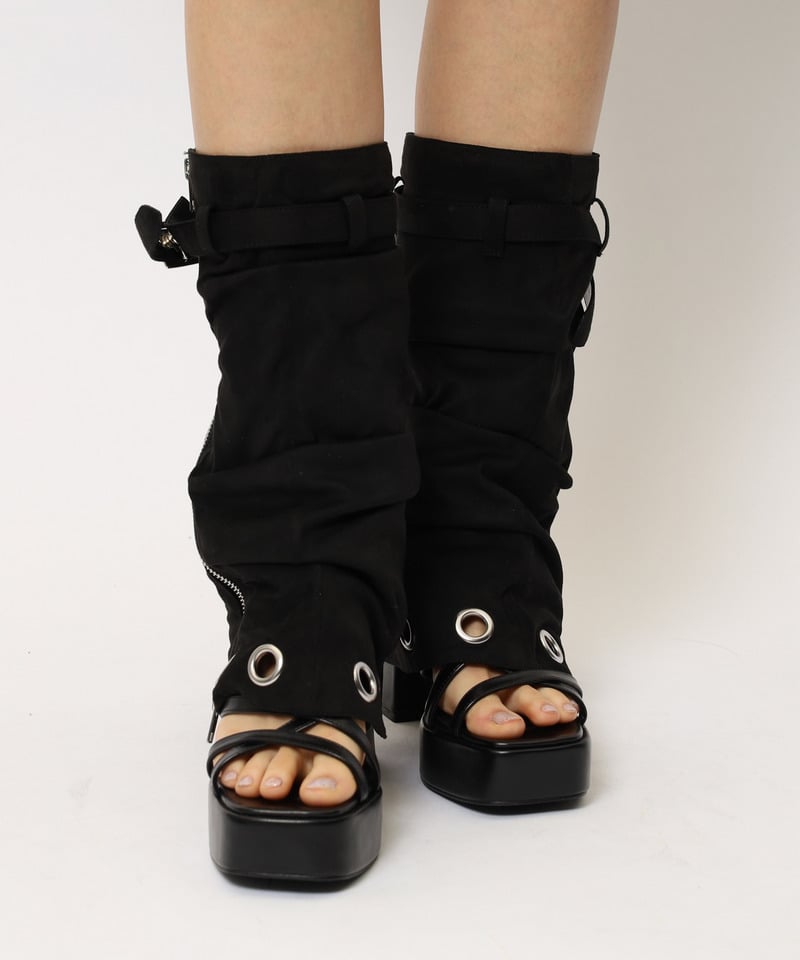 2WAY厚底サンダルカバーブーツ ブラック M