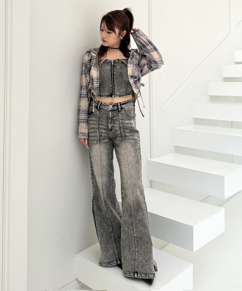 デニムビスチェセットアップ デニムブルー S